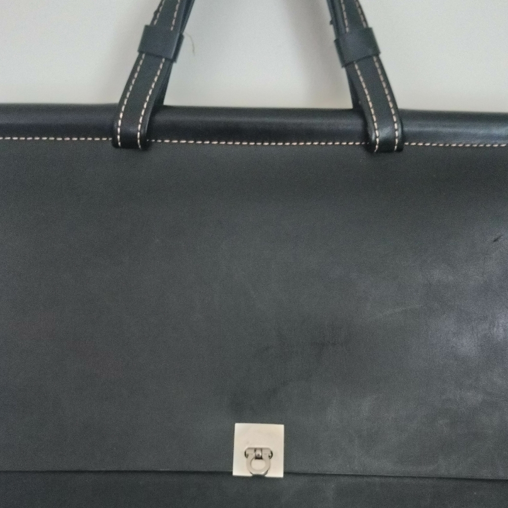 Black Rectangular Leather Laptop Or Business Bag - image 3